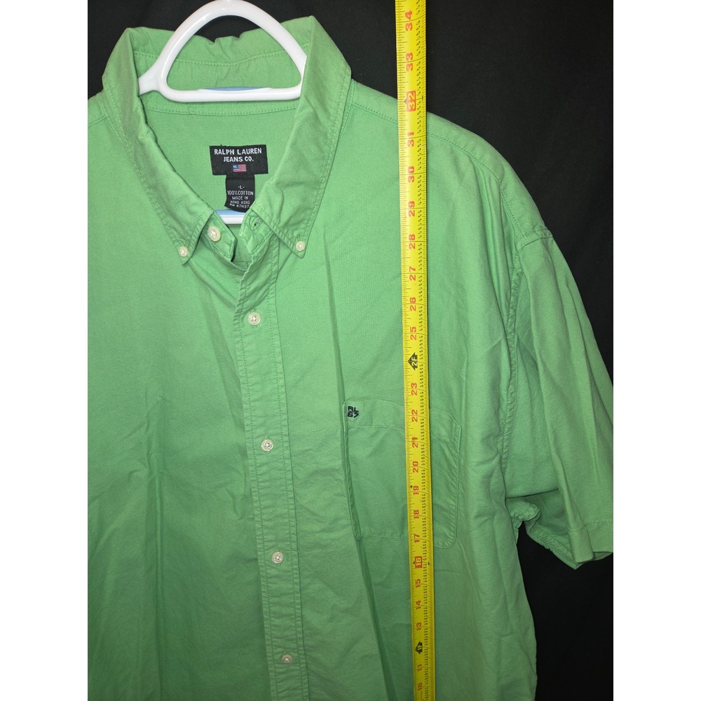 Ralph Lauren Jeans Co Green Short Sleeve Button Up Shirt Men Large RL67 Vintage - Picture 5 of 7
